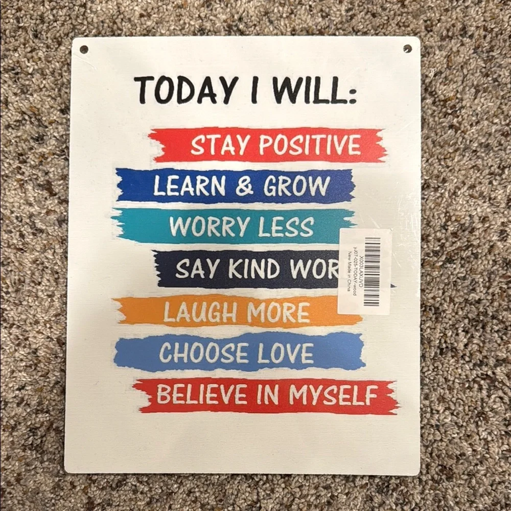 Motivational Wall Decor Sign with Colorful Accents